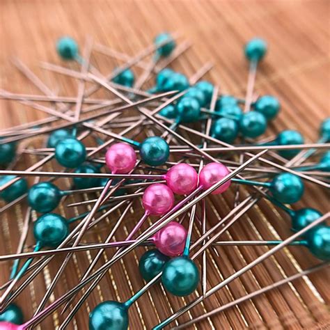 100pcs 36mm sewing head pin round pearl straight pins stainless steel pvc multicolor craft pins