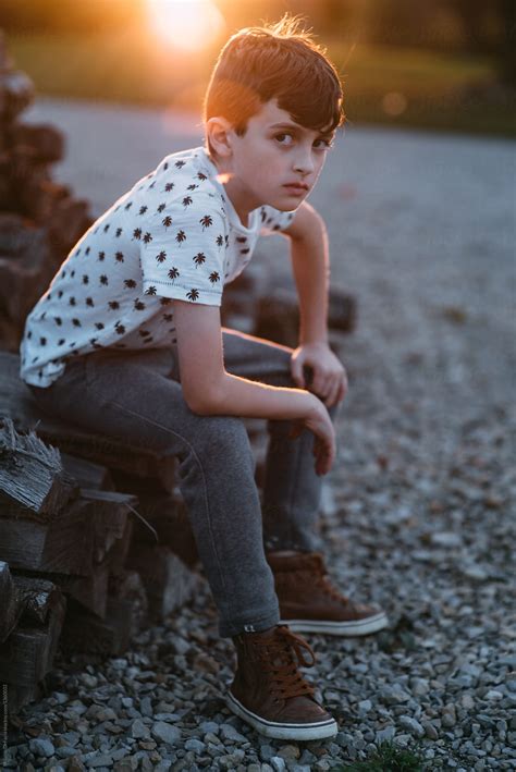 Young Boy by Melanie DeFazio - Boy, Sunset