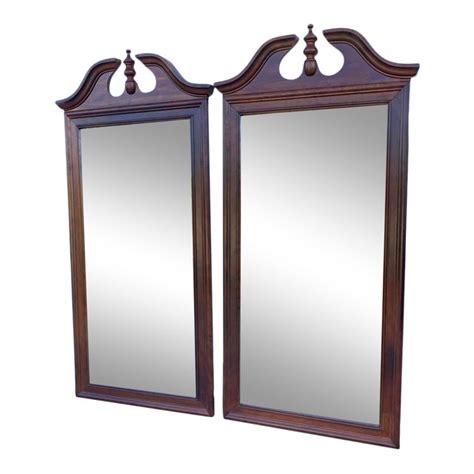 1990s Traditional Cherry Wood Mirrors A Pair Chairish