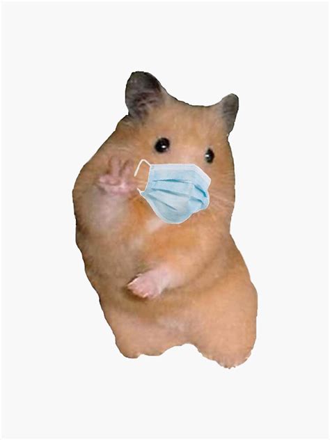 Peace Sign Hamster Wearing Mask Sticker Sticker For Sale By Aela