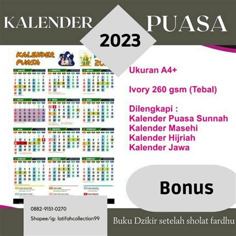Jual CUSTOM Kalender Puasa Souvenir Kalender Dinding Ukuran A Shopee Indonesia