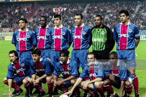 Team PSG line up during the SemiFinal UEFA Cup Winners Cup between
