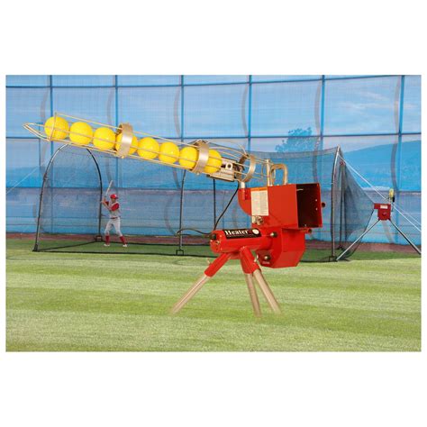 Heater Softball Pitching Machine And Xtender 24ft Batting Cage Package