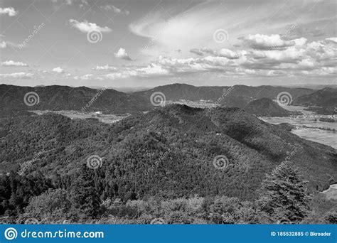 Mountain View With White Clouds As Monochrome Stock Image Image Of