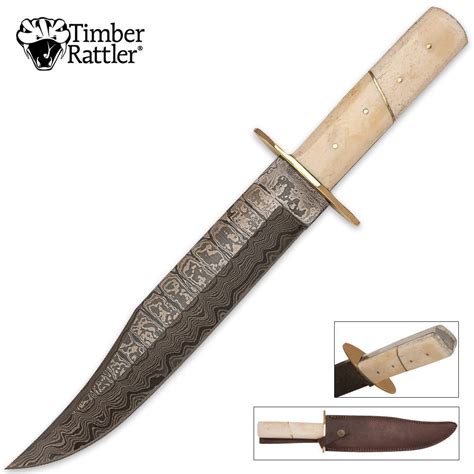 Timber Rattler Damascus Steel Bowie Knife Kennesaw Cutlery
