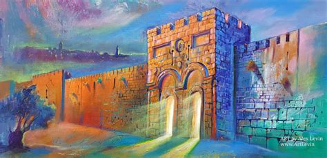Painting Glow From The Golden Gate In Jerusalem Original Oil Painting