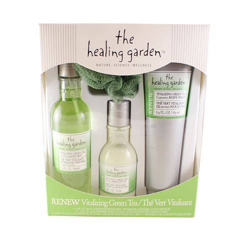 The Healing Garden Renew Vitalizing Green Tea Pc Gift Set Rainwater Body Mist Oz