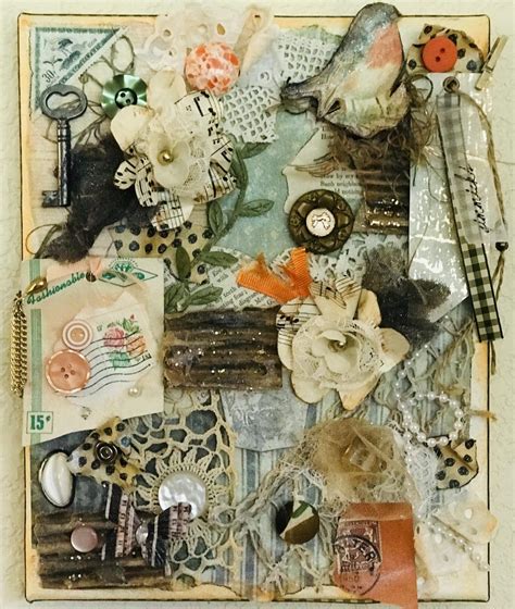 Vintage Shabby Chic Mixed Media Canvas Collage Glitter And Glam