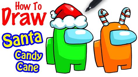 Learn how to draw and paint a among us game character, fast and easy!. How to Draw Among Us | Santa & Candy Cane - YouTube