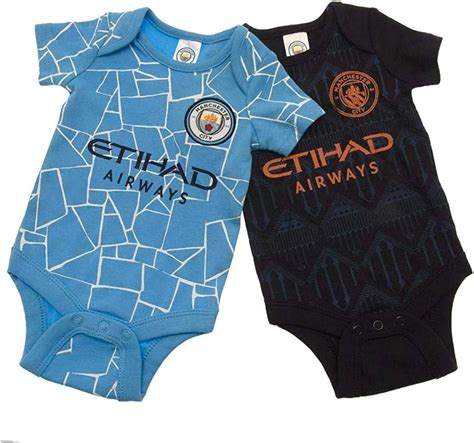 Manchester City Fc Cute Baby Bodysuits 2 Pack Authentic