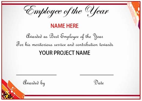 50 Employee Of The Year Certificates