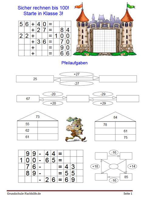 Bei der 25 ergeben sich 20 und 5. Grundschule-Nachhilfe.de | Arbeitsblatt Nachhilfe Mathe ...