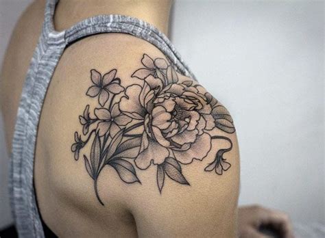 Black An Gray Ink Florals By Kristi Walls Shoulder