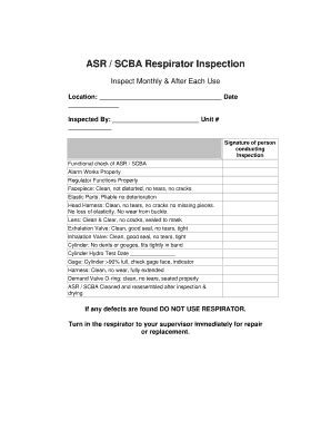 Scba Monthly Inspection Checklist Form Fill Out And Sign Printable