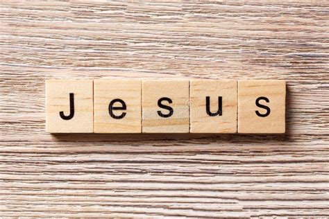 Jesus Word Written On Wood Block Jesus Text On Table Concept Stock