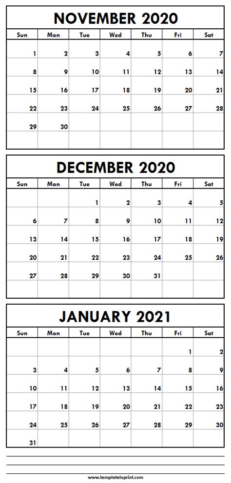 November December 2020 January 2021 Month Calendar Pinterest