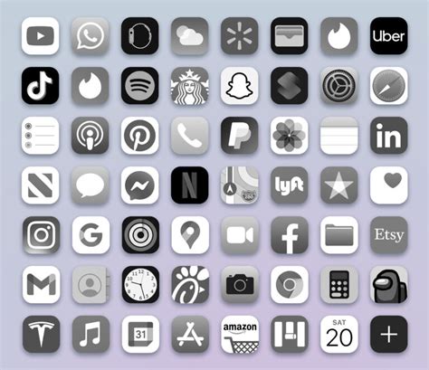 Free Grayscale App Icons For Iphone Black And White Ios 14 Aesthetic 🐼
