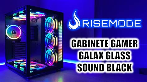 Gabinete Gamer Rise Mode Galaxy Glass Sound Lateral E Frontal Em Vidro