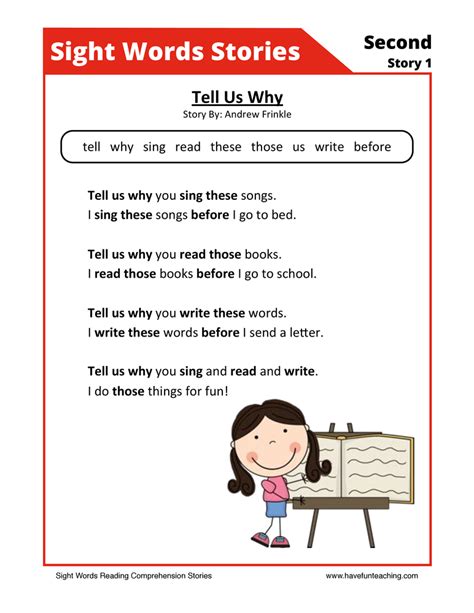 Tell Us Where Second Sight Words Reading Comprehension Worksheet By