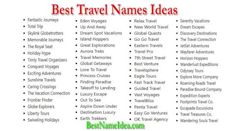 800 Travel Names Ideas ️ Agency Company Blog Business