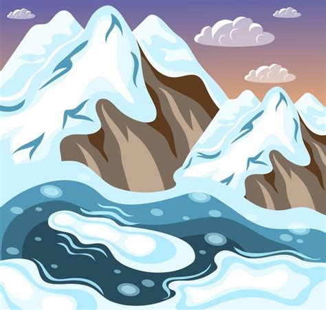 Free Vector Winter Landscaping Snowy Mountains