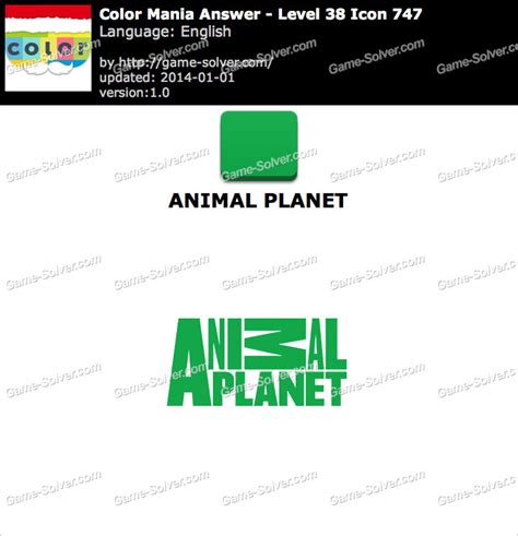 Colormania Level 38 Icon 747 Animal Planet Game Solver