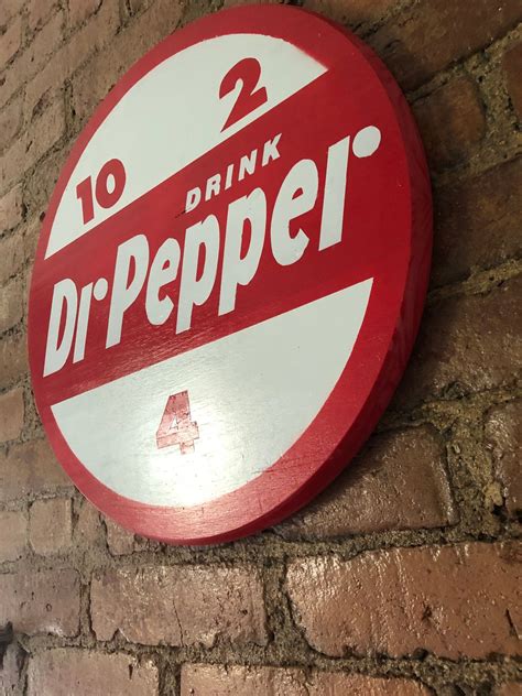 Vintage Dr Pepper Sign Original Paint On 17 Round Pine Etsy