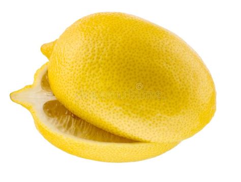 One Lemon Is Cut In Half Isolated On A White Background Stock Photo