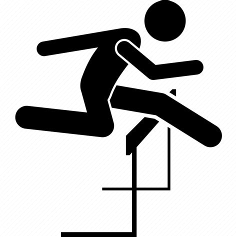 Sport Hurdles Man Athlete Jump Track And Field Obstacle Icon