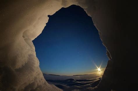 View From A Snow Cave Sunrise Cave Entrance Vacation