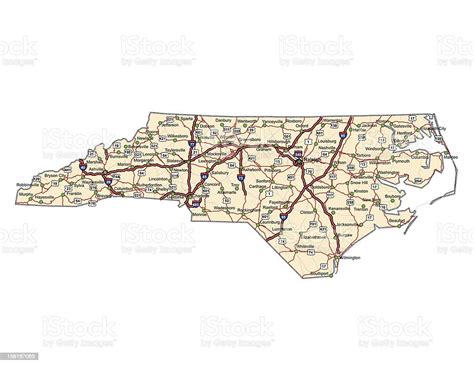 North Carolina Highway Map Stock Vector Art 158187065 Istock