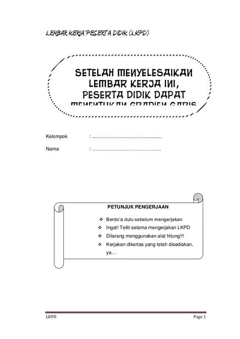 Contoh lkpd kelas viii smp semester 1 (gradien)