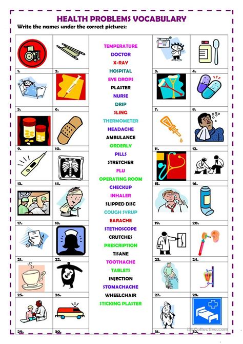 Grammarhere 1 year ago no comments. Health problems vocabulary worksheet - Free ESL printable ...
