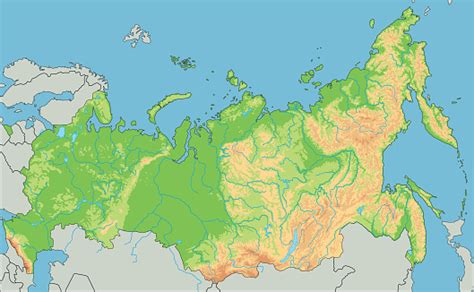 High Detailed Russia Physical Map Stock Illustration Download Image