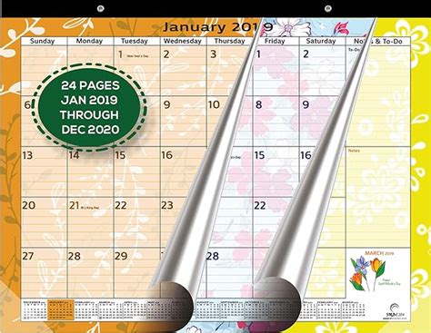 Large Desk Calendar 2019 2020 22 X 17 Inches Monthly