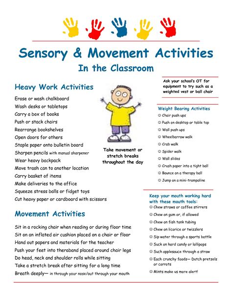 The managing adhd worksheet describes five key skills that can often help those with adhd. Some great ideas for more heavy work at school | Sensory ...