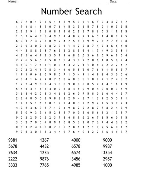 Printable Numbers 1 300 Printable Word Searches Images