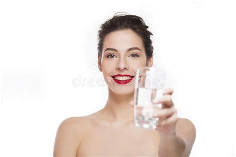 Image Smiling Young Girl Giving A Glass Of Water Stock Image Image Of