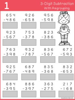 3 digit borrow subtraction regrouping 5 worksheets. 3 Digit Subtraction With Regrouping Worksheets by Learning ...