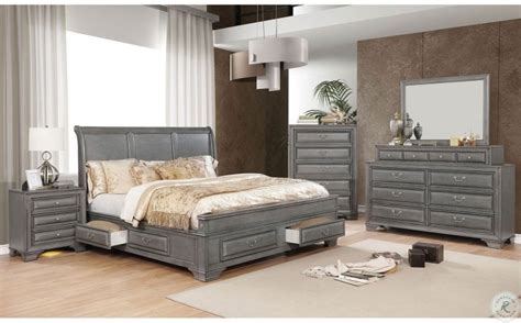 Brandt Gray Queen Storage Sleigh Bed From Furniture Of America