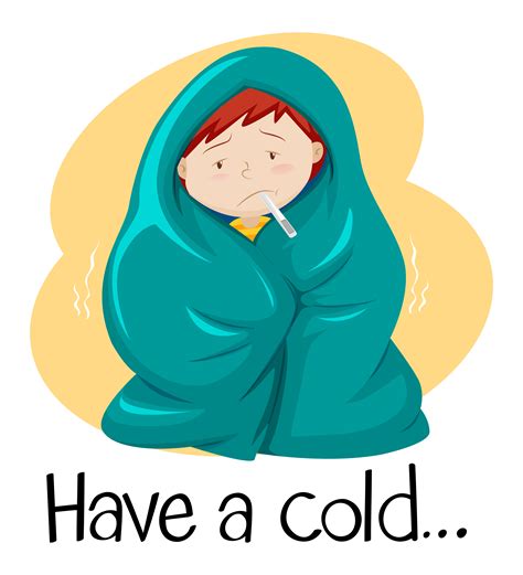Word For Have A Cold With Kid In Blanket 294035 Vector Art At Vecteezy