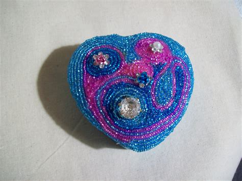 Beaded Ring Dish Heart Shaped Jewelry Box Painted And Beaded Etsy