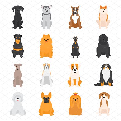 Different Dogs Breed Vector Pre Designed Illustrator Graphics