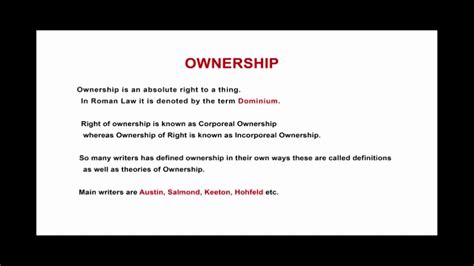 Ownership in Jurisprudence # ownership # theories of ownership #Austin's definition of ownership ...