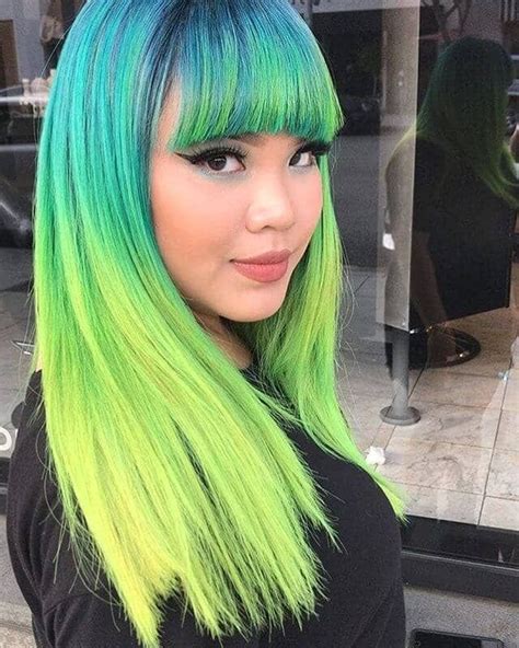 50 Stunning Rainbow Hair Color Styles Trending In 2020 Green Wig Green