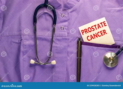Prostate Cancer Symbol Medical Uniform White Card With Words Prostate Cancer Metalic Pen And