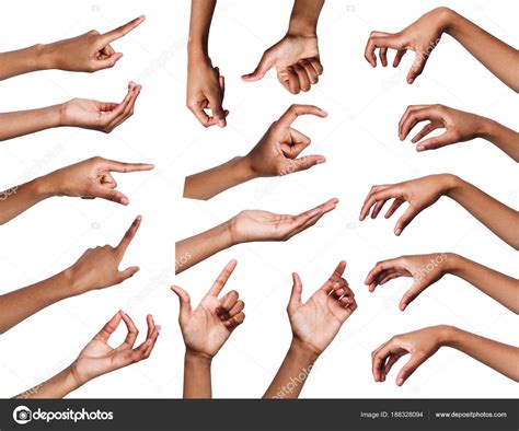 Set Of Various Hand Gestures Isolated On White Stock Photo By ©milkos