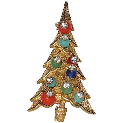 Hattie Carnegie Petite Ornament Ball Christmas Tree Pin Jewelry