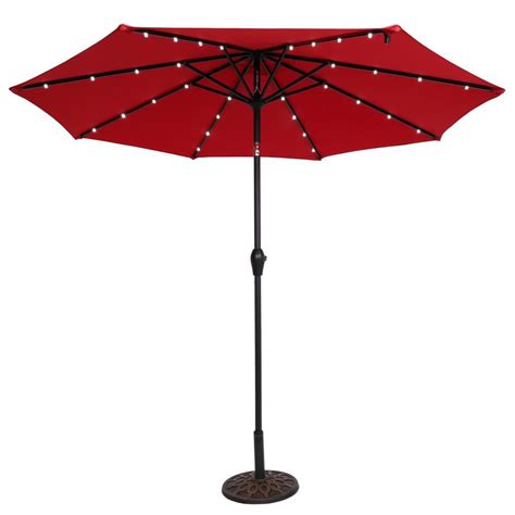 Zimtown 9ft Solar Led Lighted Outdoor Umbrella W Tilt Adjustment Fade