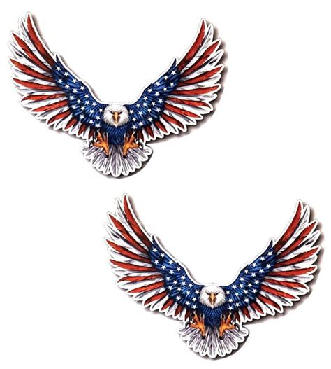 2 Pack Of Bald Eagle Usa American Flag Car Truck Window Decal Etsy